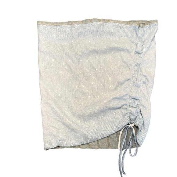 Elisa Cavaletti Sequin Ruched Drawstring Tube Top Sparkle Light Blue Vintage Y2K - Picture 1 of 8